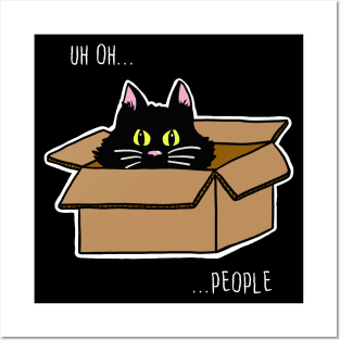 Scaredy Cat Says "Uh oh...people" Posters and Art